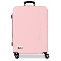 Troler mediu Pepe Jeans Aris, ABS, extensibil, roz 68x48x27 cm