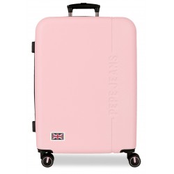Troler mediu Pepe Jeans Aris, ABS, extensibil, roz 68x48x27 cm