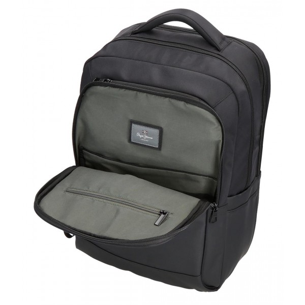 Rucsac barbati Pepe Jeans Sail Up, 2 compartimente, buzunare laptop/tableta, negru 44x31x15 cm