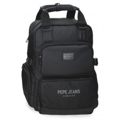 Rucsac business Pepe Jeans Durham compartimente laptop/tableta, negru 28x40x16 cm