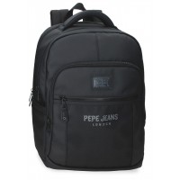 Rucsac business Pepe Jeans Durham 2 compartimente, buzunare laptop/tableta, negru 30x42x14.5 cm