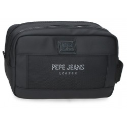 Borseta mana barbati Pepe Jeans Durham 2 compartimente, neagra 26x16x12 cm