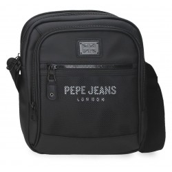 Geanta umar barbati Pepe Jeans Durham, 2 compartimente, buzunar tableta neagra 17x22x8 cm