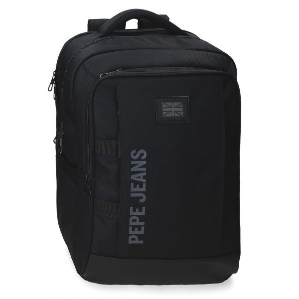 Rucsac barbati Pepe Jeans Matlock 2 compartimente, buzunare laptop/tableta negru 44x31x15 cm