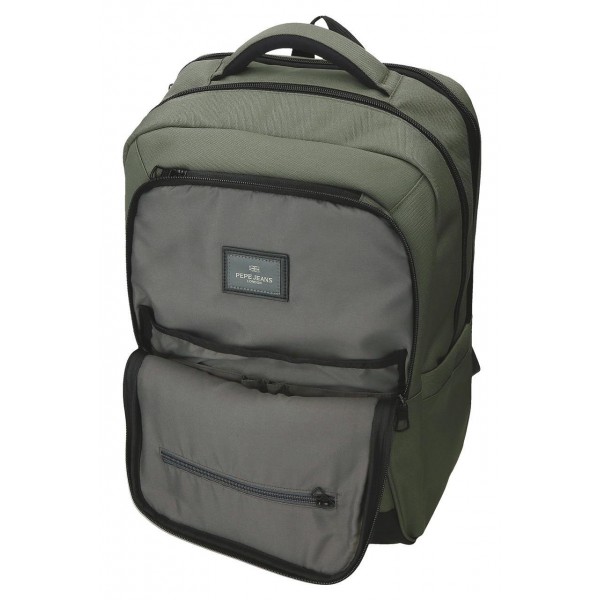 Rucsac barbati Pepe Jeans Matlock 2 compartimente, buzunare laptop/tableta kaki 44x31x15 cm