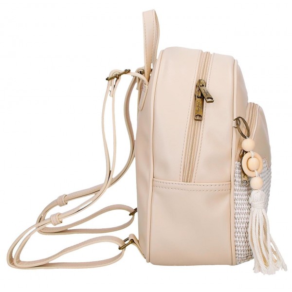 Mini rucsac dama Pepe Jeans Clara bej 27.5x21x10 cm
