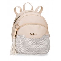 Mini rucsac dama Pepe Jeans Clara bej 27.5x21x10 cm