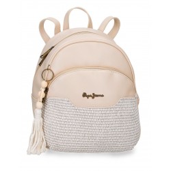 Mini rucsac dama Pepe Jeans Clara bej 27.5x21x10 cm