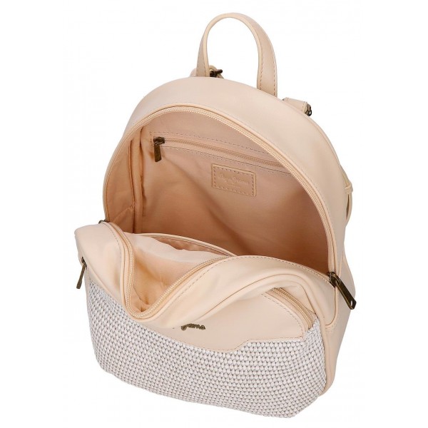 Mini rucsac dama Pepe Jeans Clara bej 27.5x21x10 cm