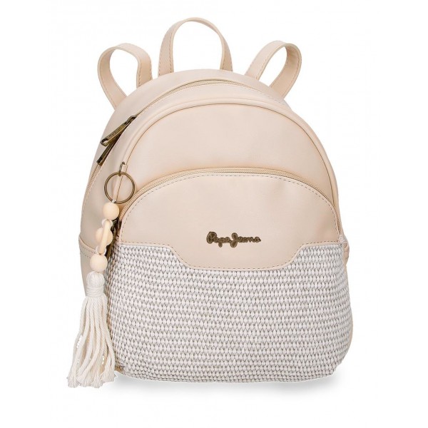 Mini rucsac dama Pepe Jeans Clara bej 27.5x21x10 cm