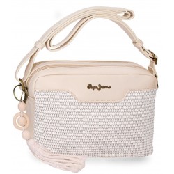 Geanta umar dama Pepe Jeans Clara 2 compartimente bej 17.5x24x7 cm