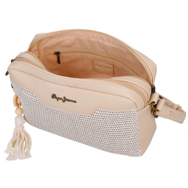 Geanta umar dama Pepe Jeans Clara 2 compartimente bej 17.5x24x7 cm