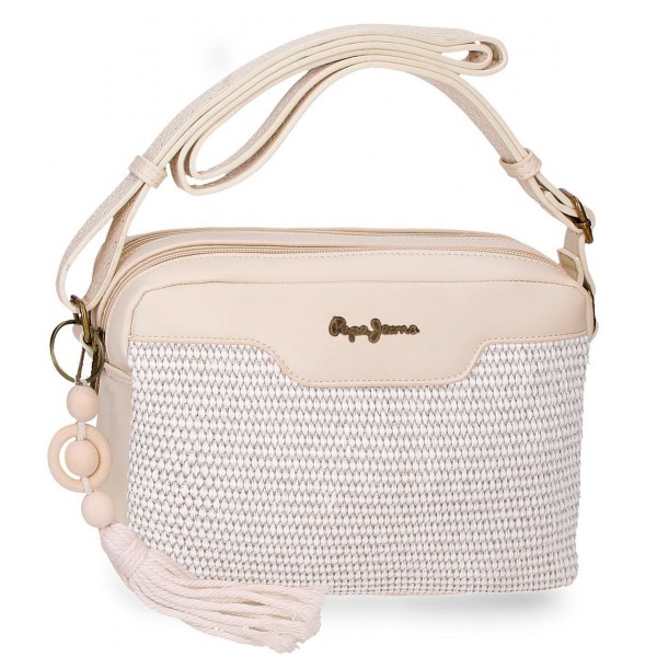 Geanta umar dama Pepe Jeans Clara 2 compartimente bej 17.5x24x7 cm