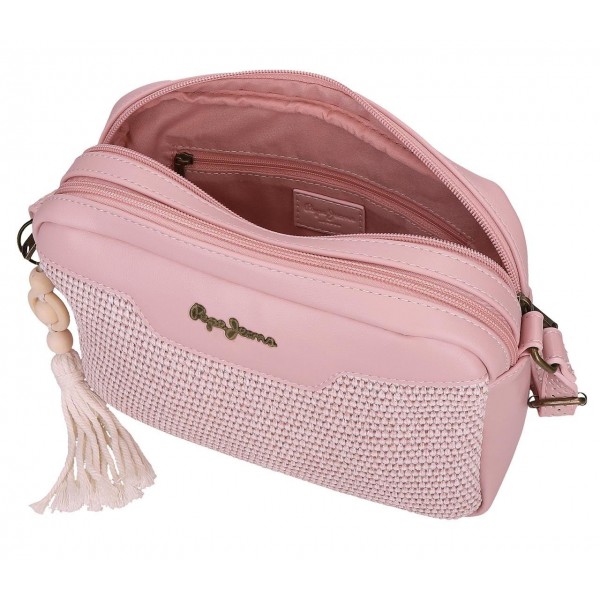 Geanta umar dama Pepe Jeans Clara 2 compartimente roz 17.5x24x7 cm