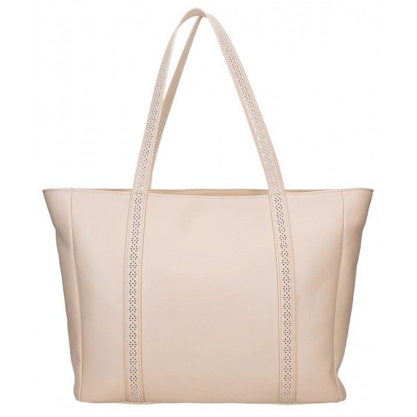 Geanta tote Pepe Jeans Clara, compartimente laptop/tableta, bej 30x36x12 cm