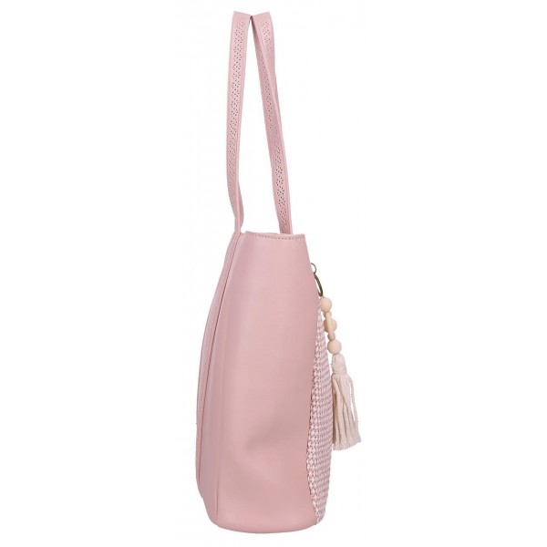 Geanta tote Pepe Jeans Clara compartimente laptop/tableta roz 30x36x12 cm