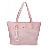 Geanta tote Pepe Jeans Clara compartimente laptop/tableta roz 30x36x12 cm