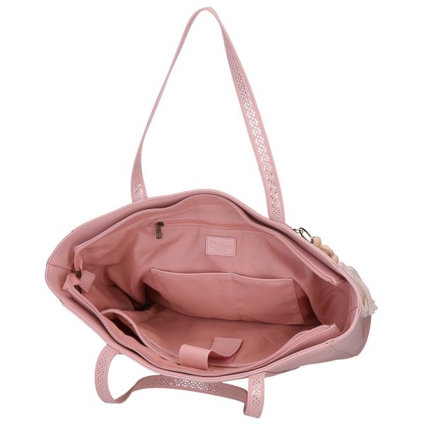 Geanta tote Pepe Jeans Clara compartimente laptop/tableta roz 30x36x12 cm