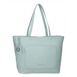 Geanta tote Pepe Jeans Paolo cu compartimente laptop/tableta, verde turcoaz 29x40x14 cm