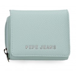 Portofel dama Pepe Jeans Paolo cu protectie RFID, verde turcoaz 8x10x3 cm