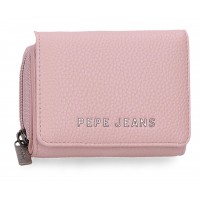 Portofel dama Pepe Jeans Paolo, cu protectie RFID, roz 8x10x3 cm