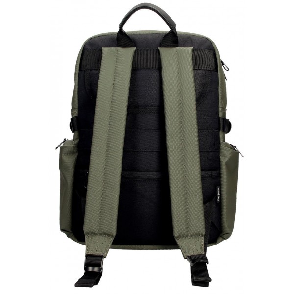 Rucsac business barbati Pepe Jeans Dorking, adaptabil compartimente laptop/tableta, kaki 40x16x28 cm
