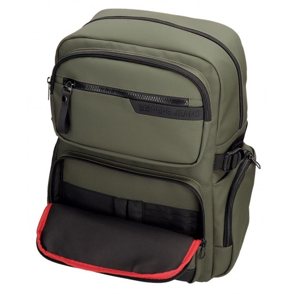 Rucsac business barbati Pepe Jeans Dorking, adaptabil compartimente laptop/tableta, kaki 40x16x28 cm