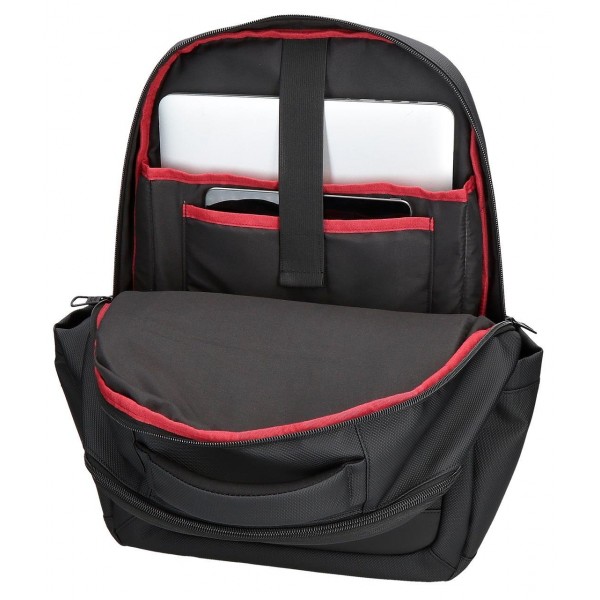 Rucsac business Pepe Jeans Dorking 3 compartimente, buzunare laptop/tableta, negru 31x44x15 cm