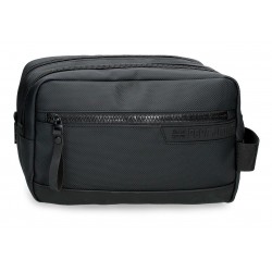 Borseta cosmetice barbati Pepe Jeans Dorking 2 compartimente neagra 26x16x12 cm