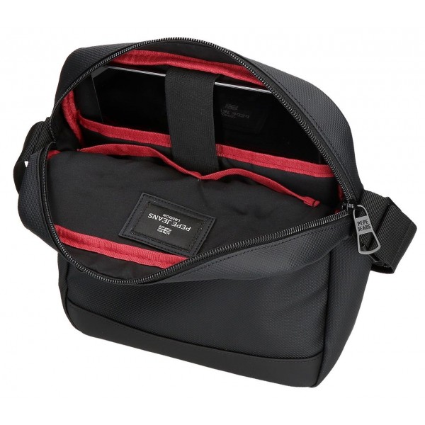 Geanta umar barbati Pepe Jeans Dorking compartiment tableta, neagra 27x23x7 cm