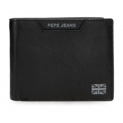 Portofel barbati Pepe Jeans Indiana, piele naturala, protectie RFID, negru, 9.5x12.5x1 cm