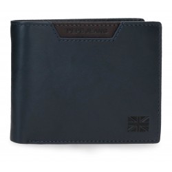 Portofel barbati Pepe Jeans Indiana, piele naturala, protectie RFID, bleumarin, 9.5x12.5x1 cm