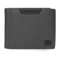 Portofel barbati Pepe Jeans Indiana, piele naturala, protectie RFID, antracit, 9.5x12.5x1 cm