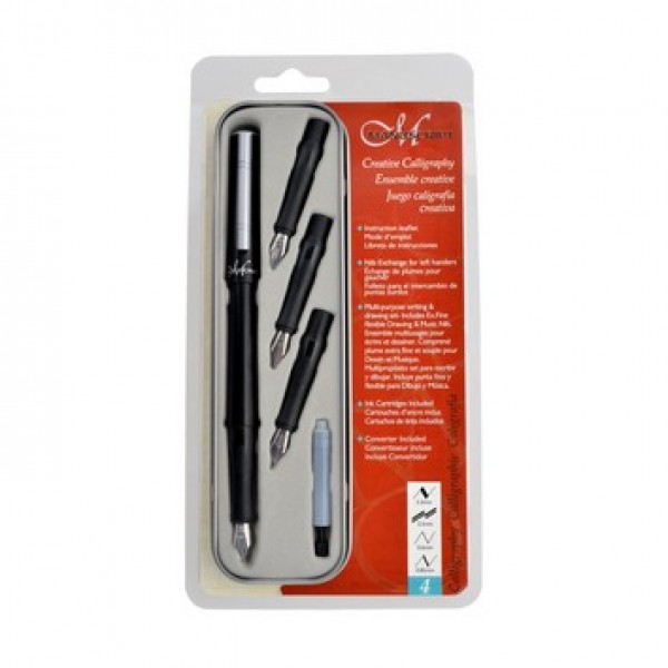 Set Creativ Caligrafic stilou + convertor + 4 capete scriere